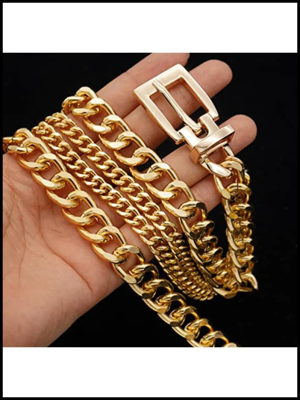 Gold Metal Waist Chain Multilayer Chunky Chain Belt for Dress